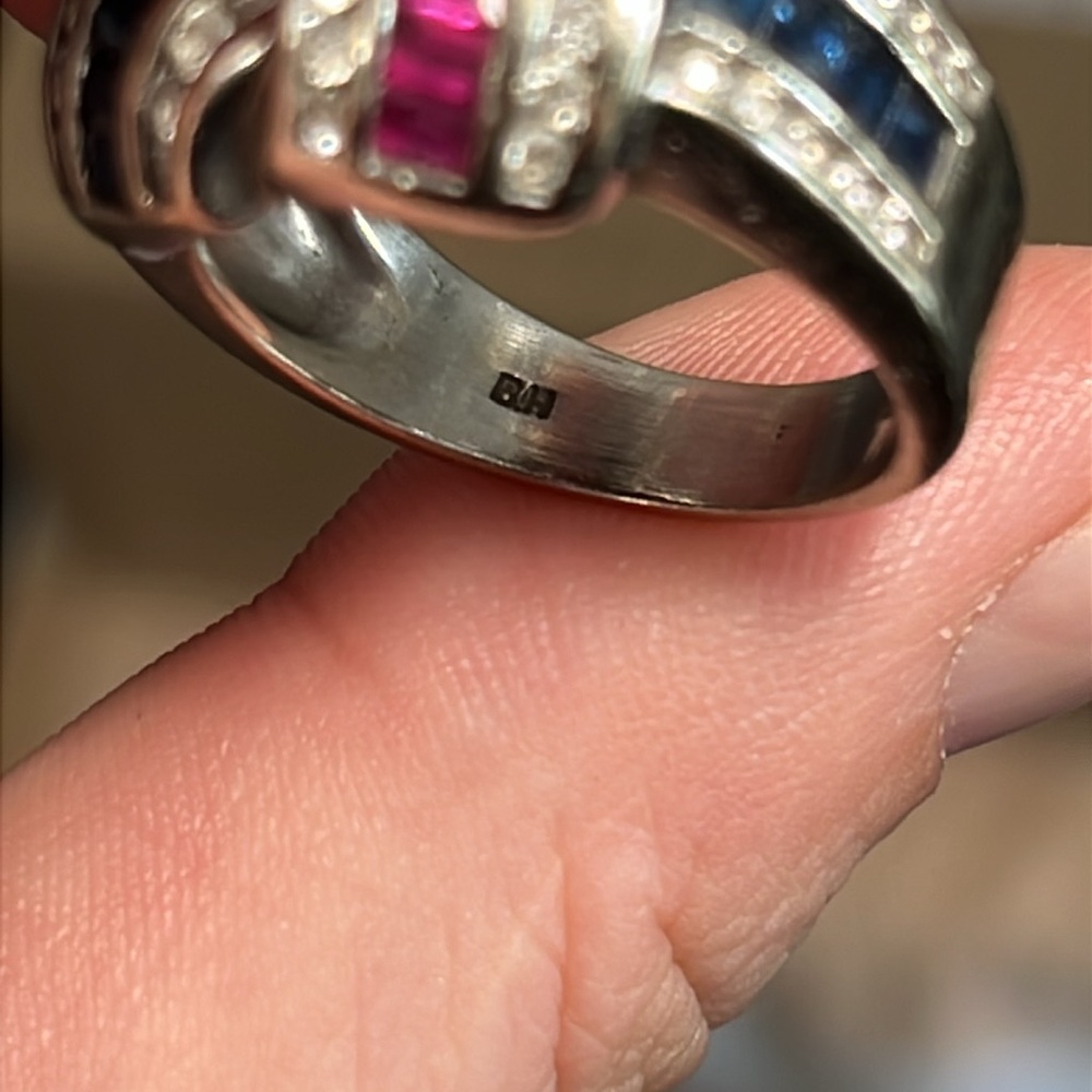 Twisted ruby, sapphire & diamond ring - Picture 9 of 13
